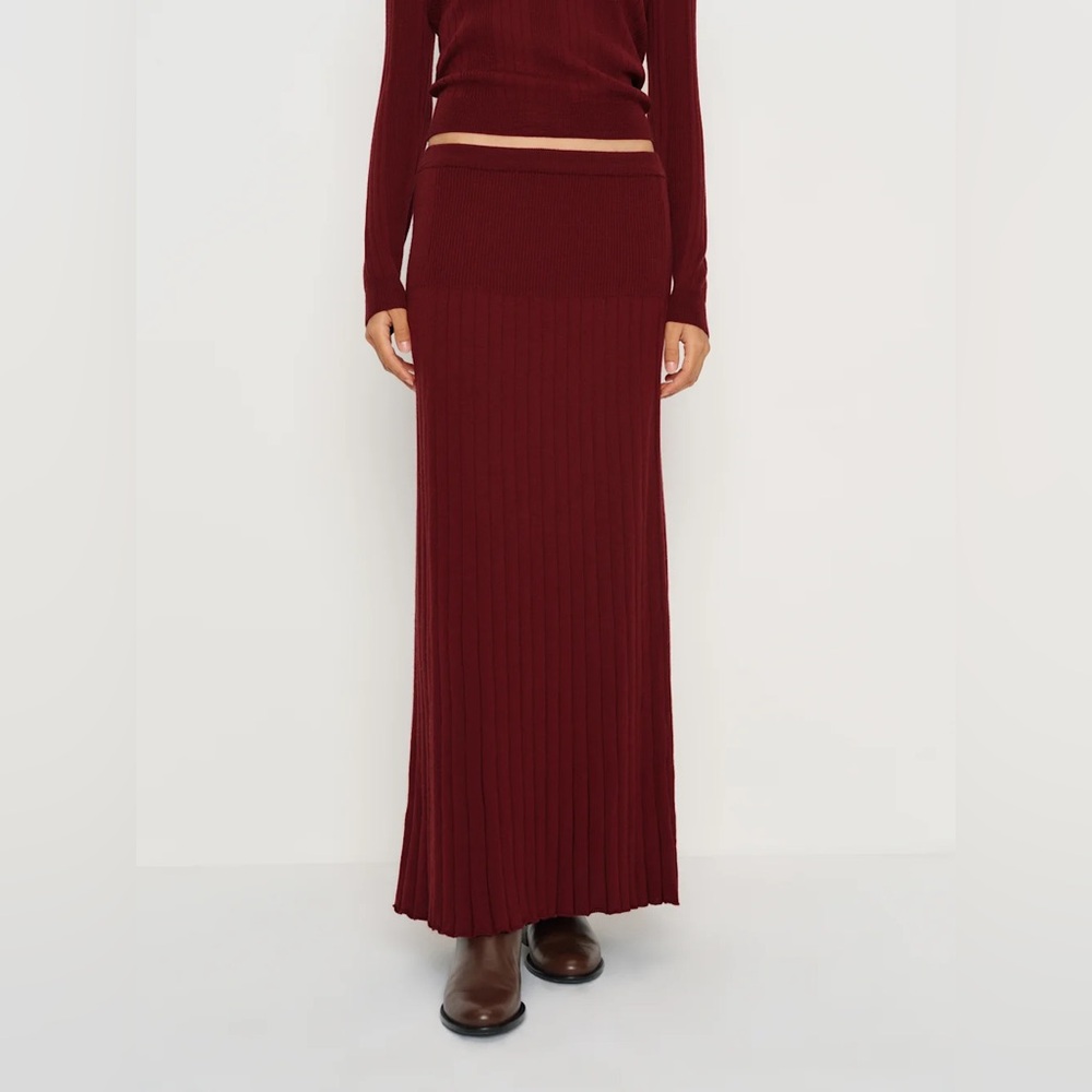 Reformation Ettie Regenerative Merino Midi Skirt Red - Size XS